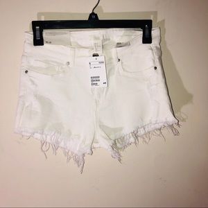 White HighWaist  9" HOT PANTS